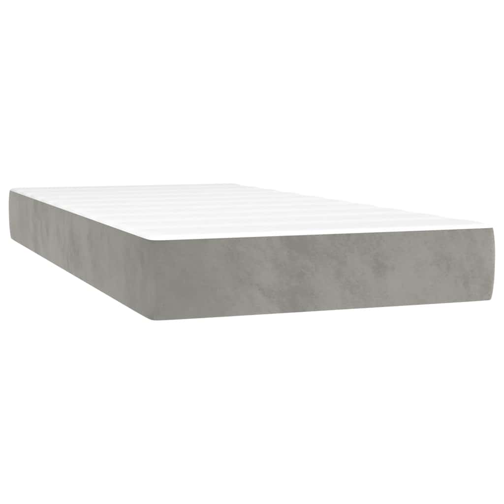 Boxspring met matras fluweel lichtgrijs 120x190 cm is nu te koop bij PeponiXL, paradijselijk wonen!