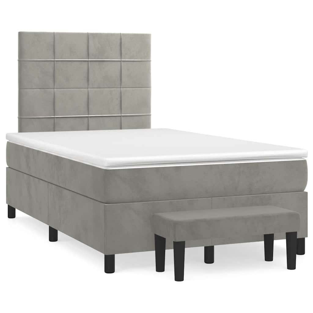 Boxspring met matras fluweel lichtgrijs 120x190 cm is nu te koop bij PeponiXL, paradijselijk wonen!