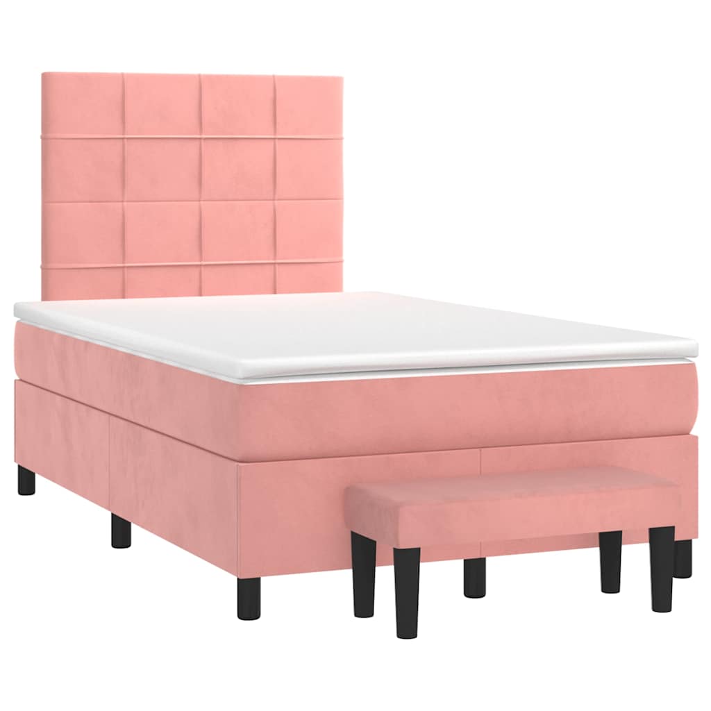 Boxspring met matras fluweel roze 120x190 cm is nu te koop bij PeponiXL, paradijselijk wonen!