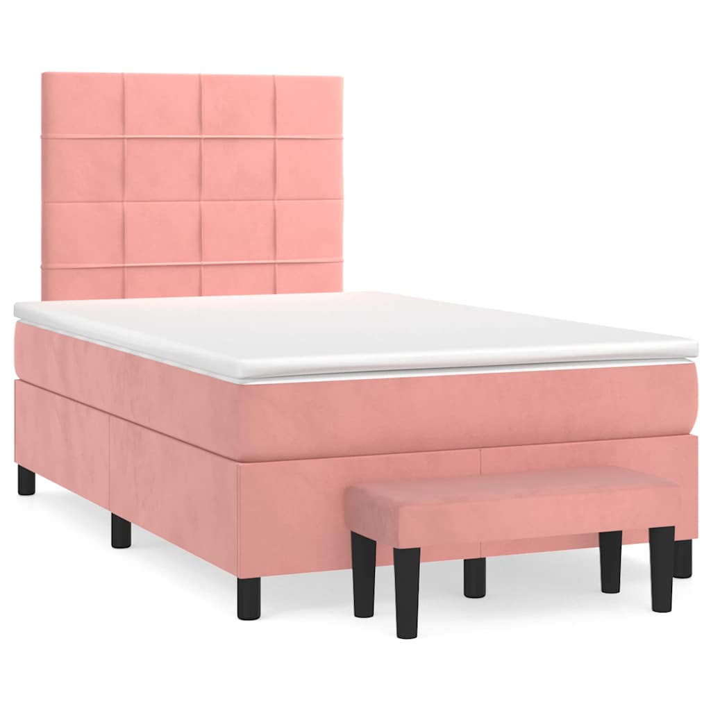 Boxspring met matras fluweel roze 120x190 cm is nu te koop bij PeponiXL, paradijselijk wonen!