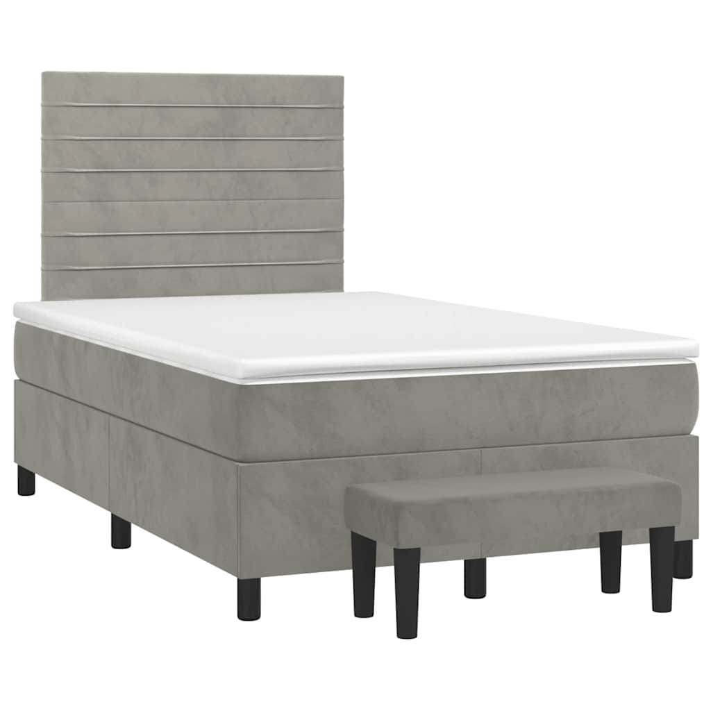 Boxspring met matras fluweel lichtgrijs 120x190 cm is nu te koop bij PeponiXL, paradijselijk wonen!