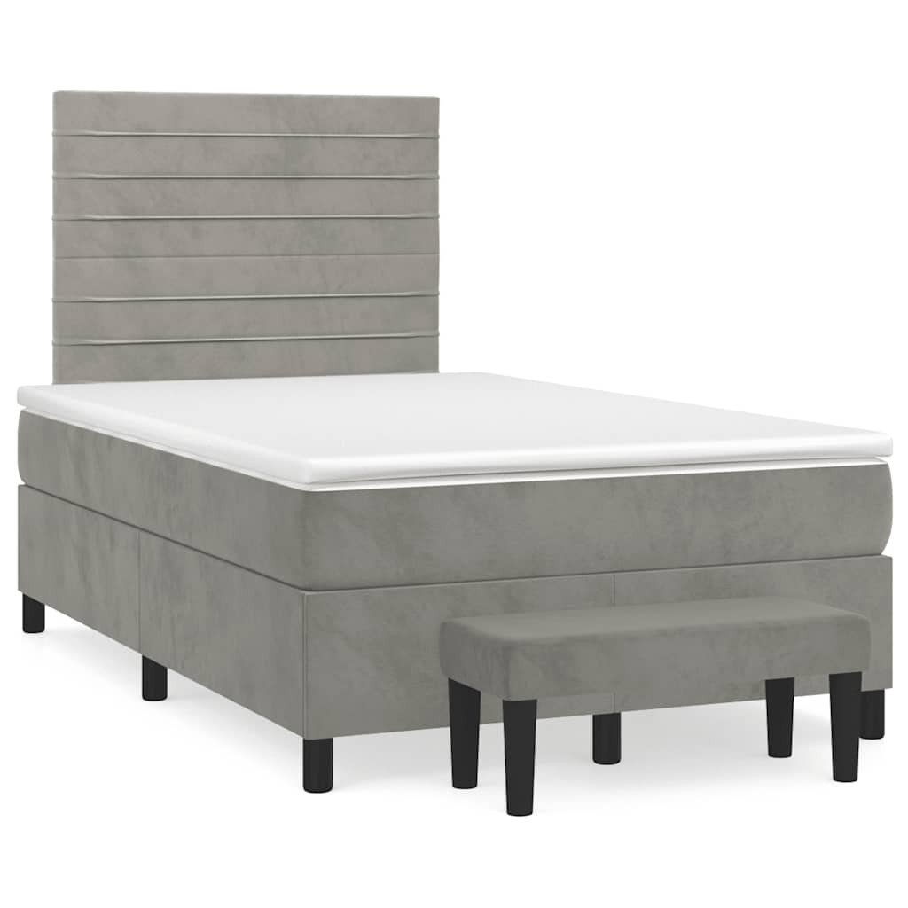 Boxspring met matras fluweel lichtgrijs 120x190 cm is nu te koop bij PeponiXL, paradijselijk wonen!