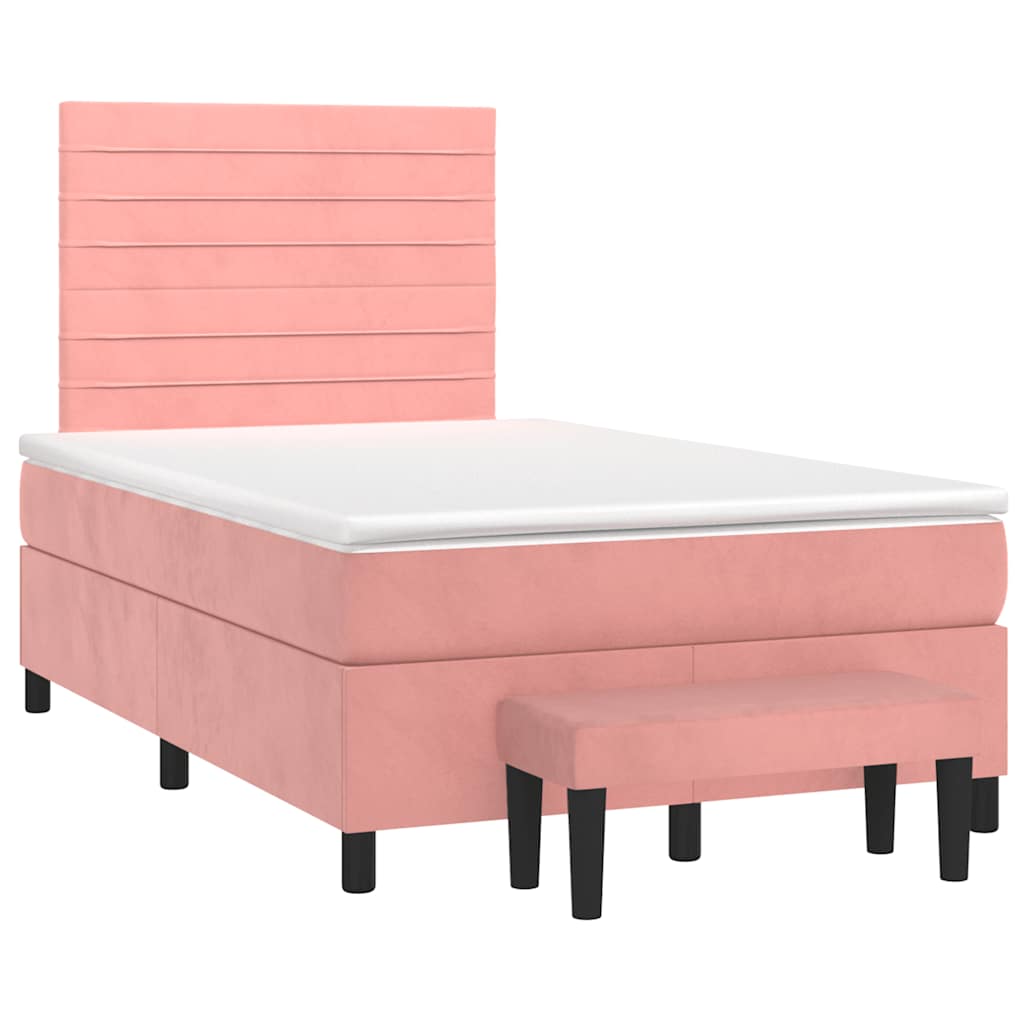 Boxspring met matras fluweel roze 120x190 cm is nu te koop bij PeponiXL, paradijselijk wonen!