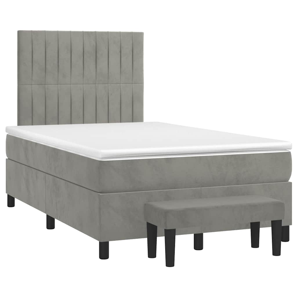 Boxspring met matras fluweel lichtgrijs 120x190 cm is nu te koop bij PeponiXL, paradijselijk wonen!