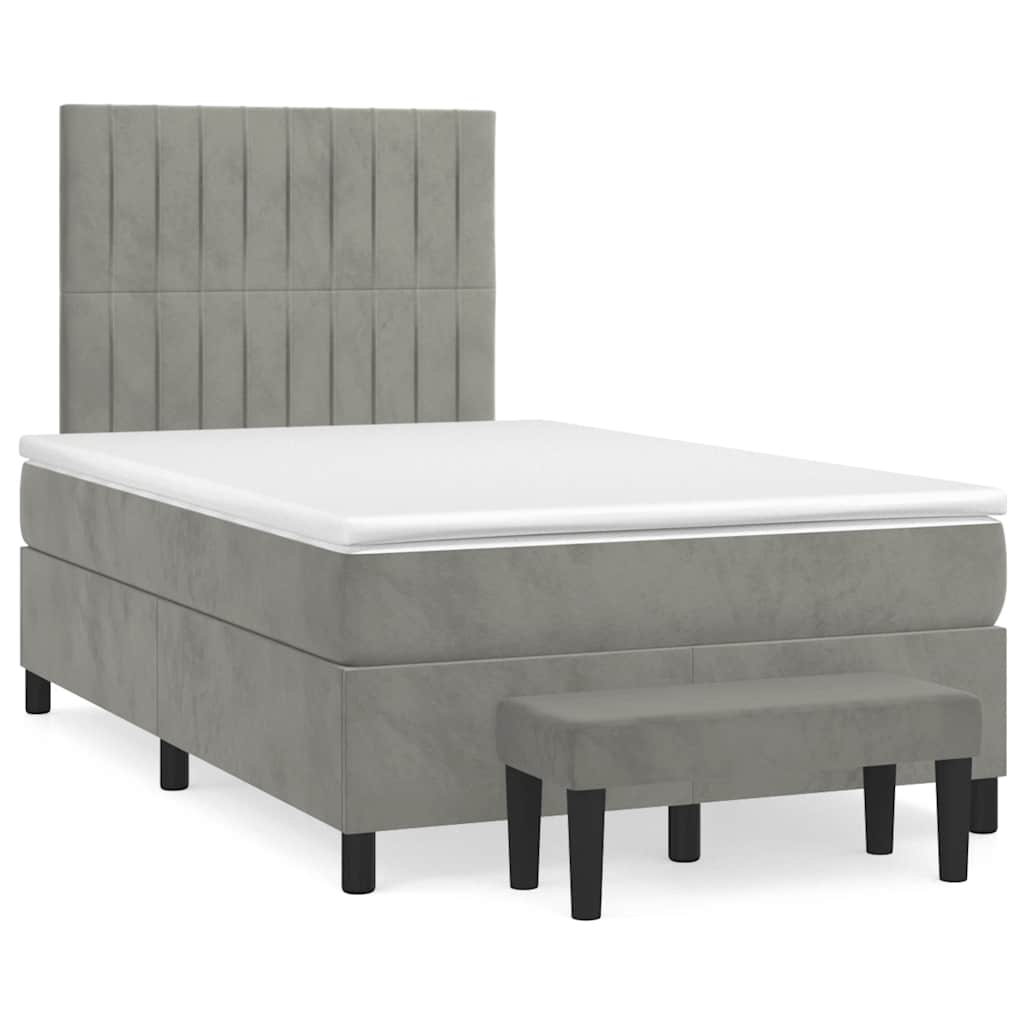 Boxspring met matras fluweel lichtgrijs 120x190 cm is nu te koop bij PeponiXL, paradijselijk wonen!