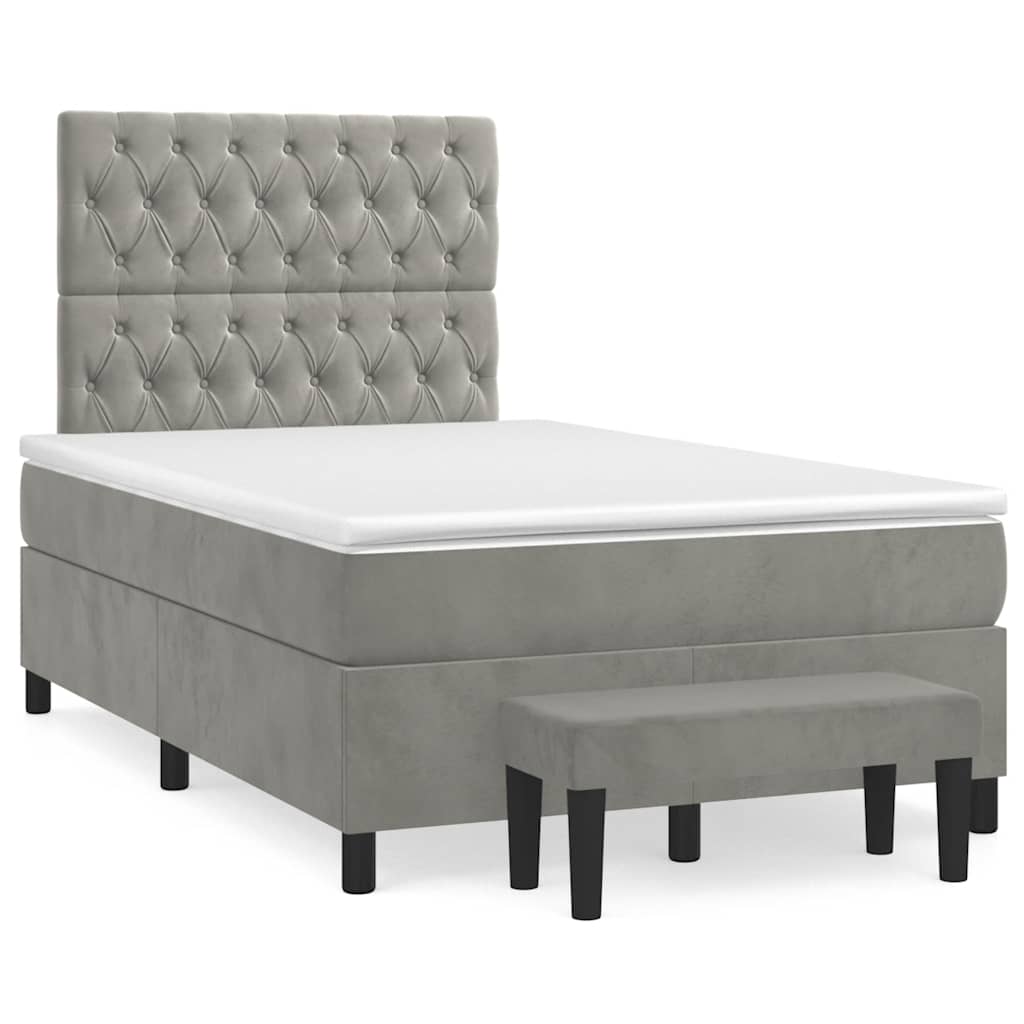 Boxspring met matras fluweel lichtgrijs 120x190 cm is nu te koop bij PeponiXL, paradijselijk wonen!