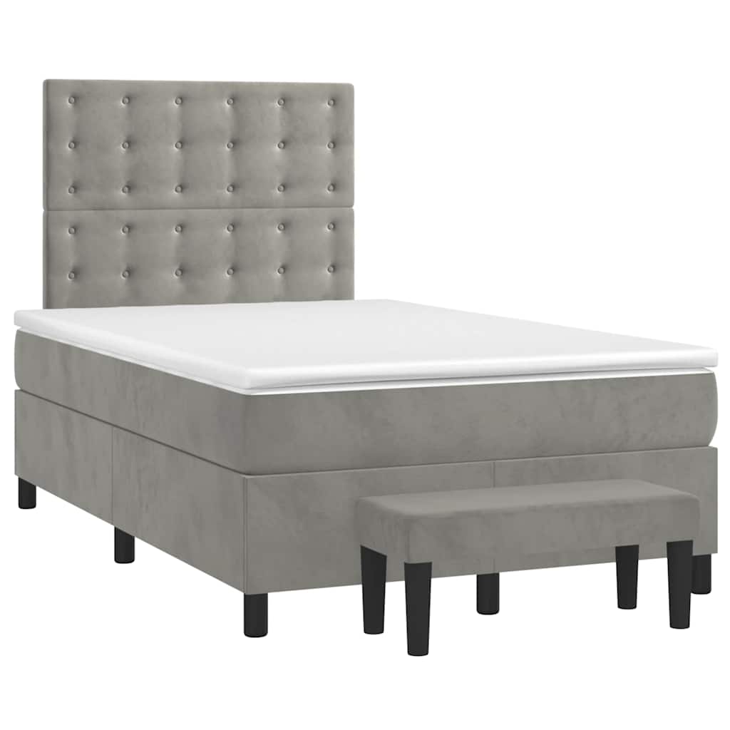 Boxspring met matras fluweel lichtgrijs 120x190 cm is nu te koop bij PeponiXL, paradijselijk wonen!