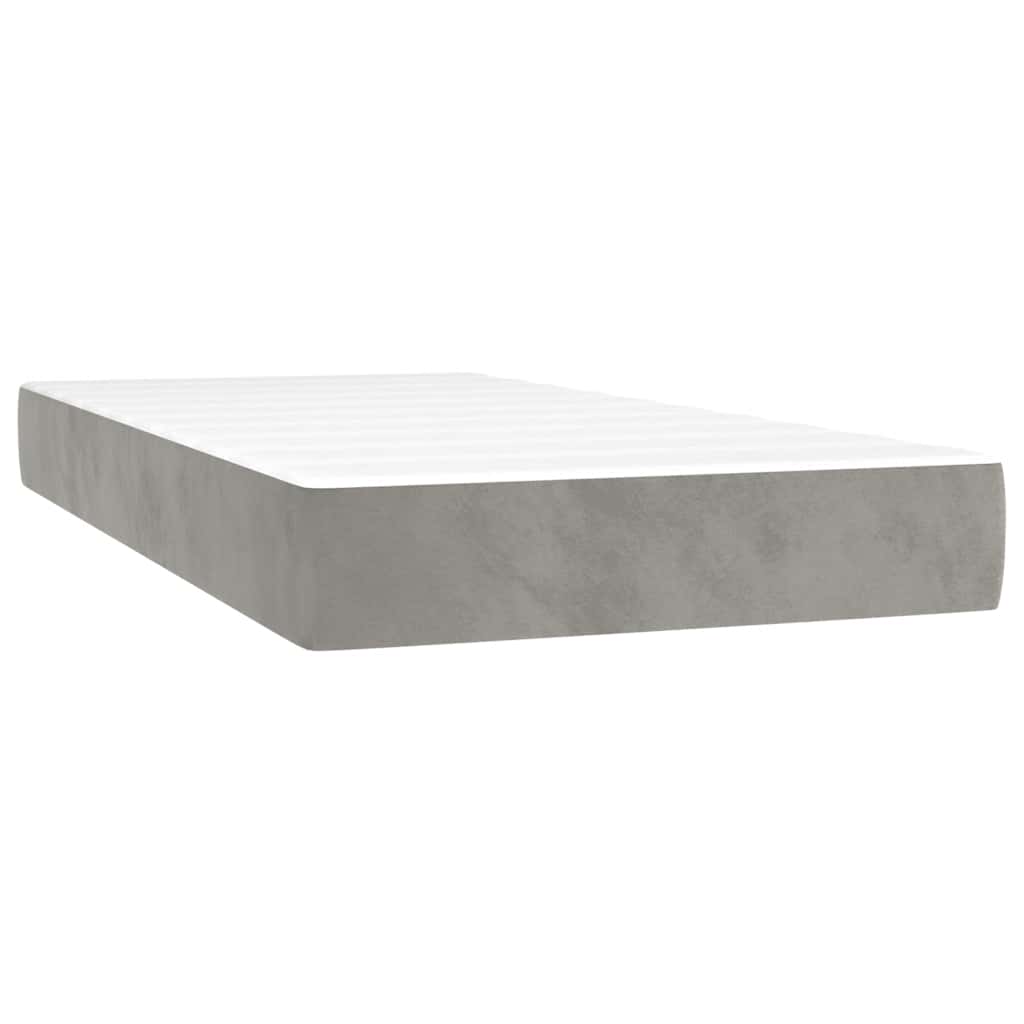 Boxspring met matras fluweel lichtgrijs 120x190 cm is nu te koop bij PeponiXL, paradijselijk wonen!
