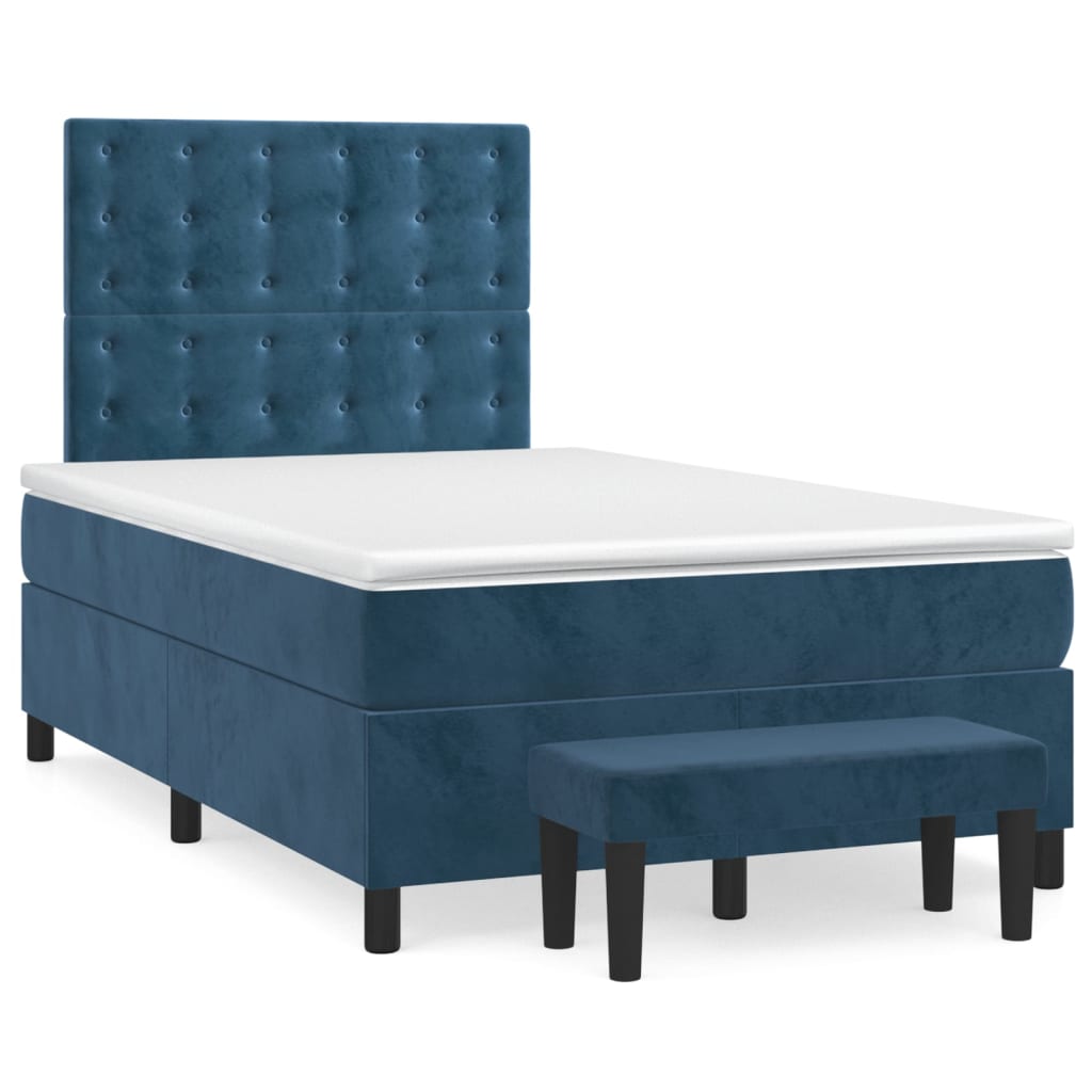 Boxspring met matras fluweel donkerblauw 120x190 cm is nu te koop bij PeponiXL, paradijselijk wonen!