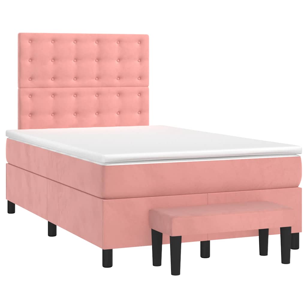 Boxspring met matras fluweel roze 120x190 cm is nu te koop bij PeponiXL, paradijselijk wonen!