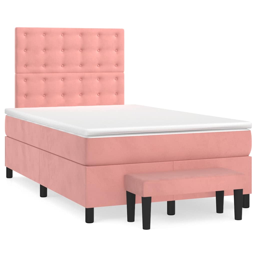 Boxspring met matras fluweel roze 120x190 cm is nu te koop bij PeponiXL, paradijselijk wonen!