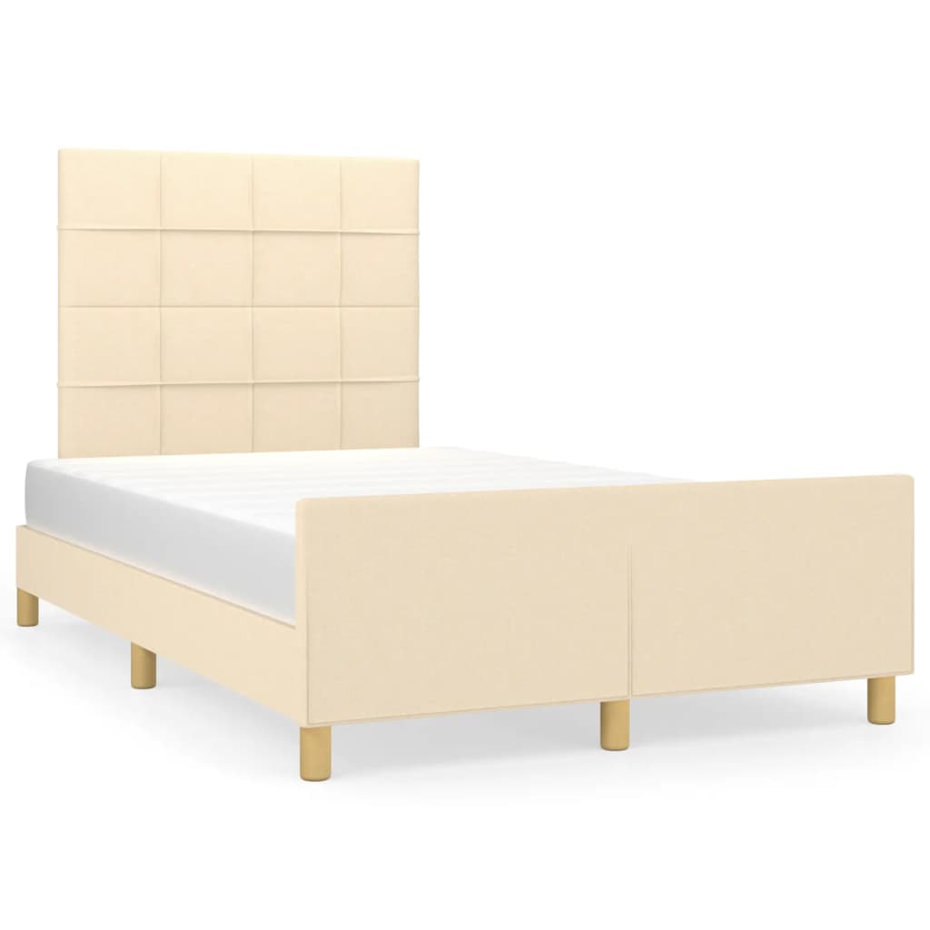 Bedframe zonder matras 120x190 cm stof crèmekleurig is nu te koop bij PeponiXL, paradijselijk wonen!