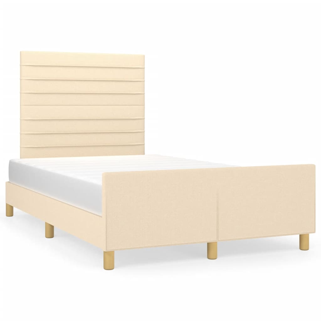 Bedframe zonder matras 120x190 cm stof crèmekleurig is nu te koop bij PeponiXL, paradijselijk wonen!