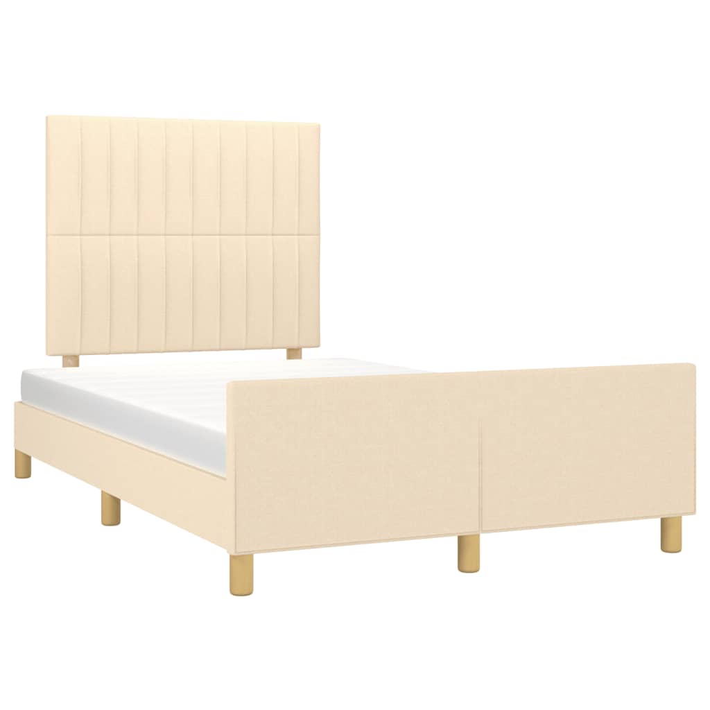 Bedframe zonder matras 120x190 cm stof crèmekleurig is nu te koop bij PeponiXL, paradijselijk wonen!