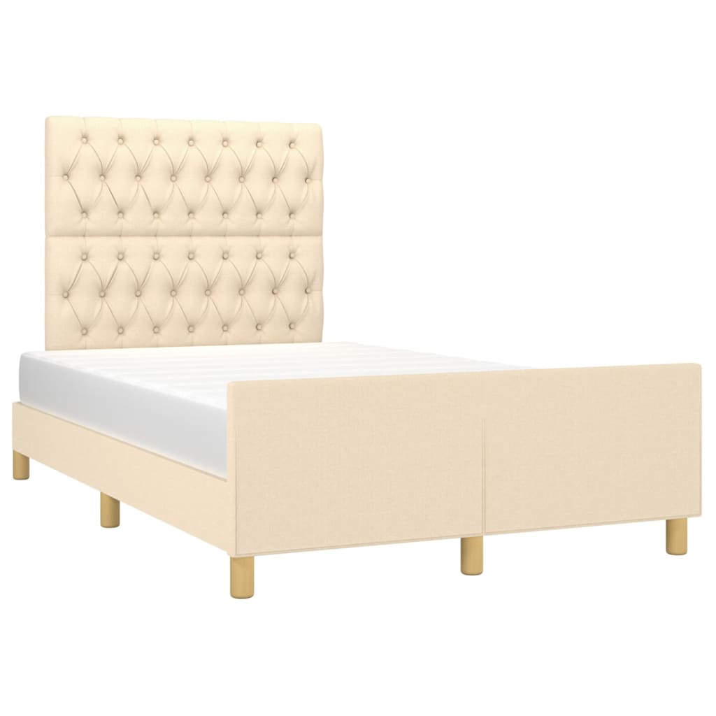 Bedframe zonder matras 120x190 cm stof crèmekleurig is nu te koop bij PeponiXL, paradijselijk wonen!