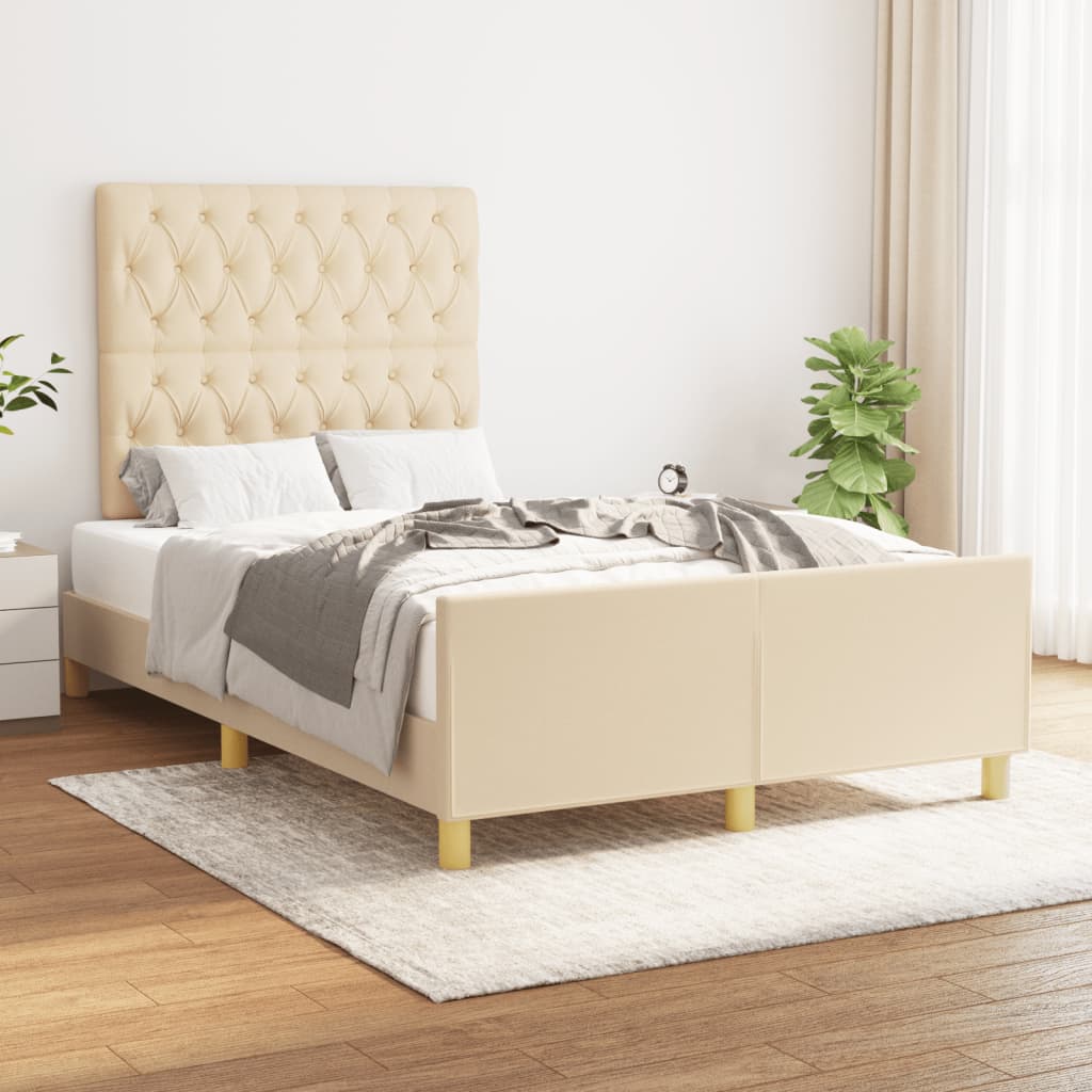Bedframe zonder matras 120x190 cm stof crèmekleurig is nu te koop bij PeponiXL, paradijselijk wonen!