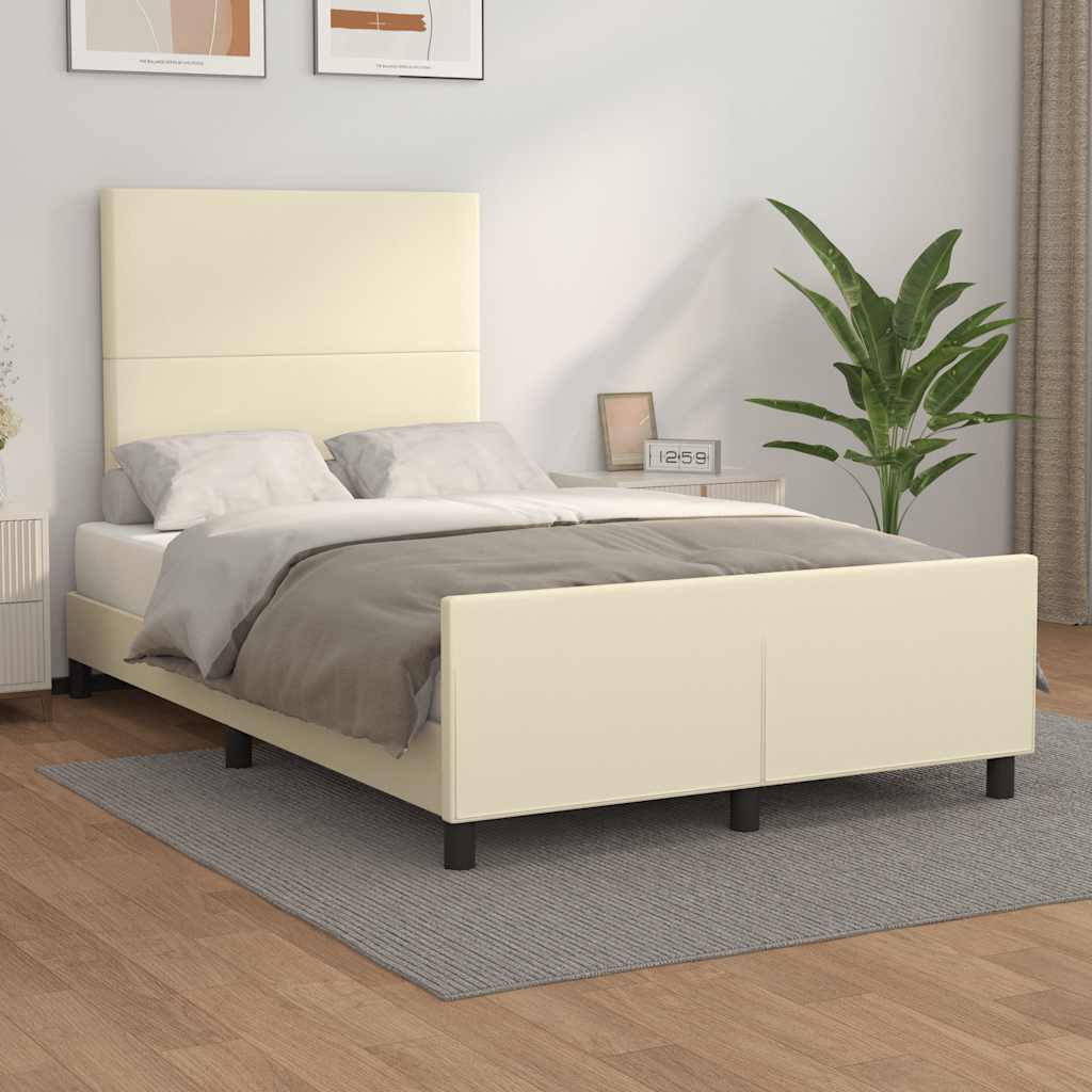 Bedframe zonder matras 120x190 cm kunstleer crème is nu te koop bij PeponiXL, paradijselijk wonen!