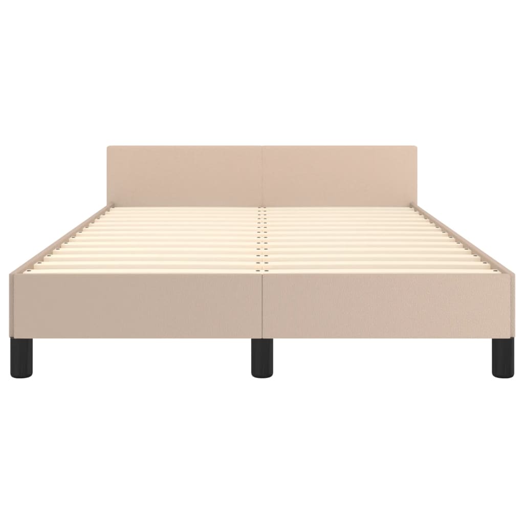 Bedframe zonder matras 120x190 cm kunstleer cappuccinokleurig is nu te koop bij PeponiXL, paradijselijk wonen!