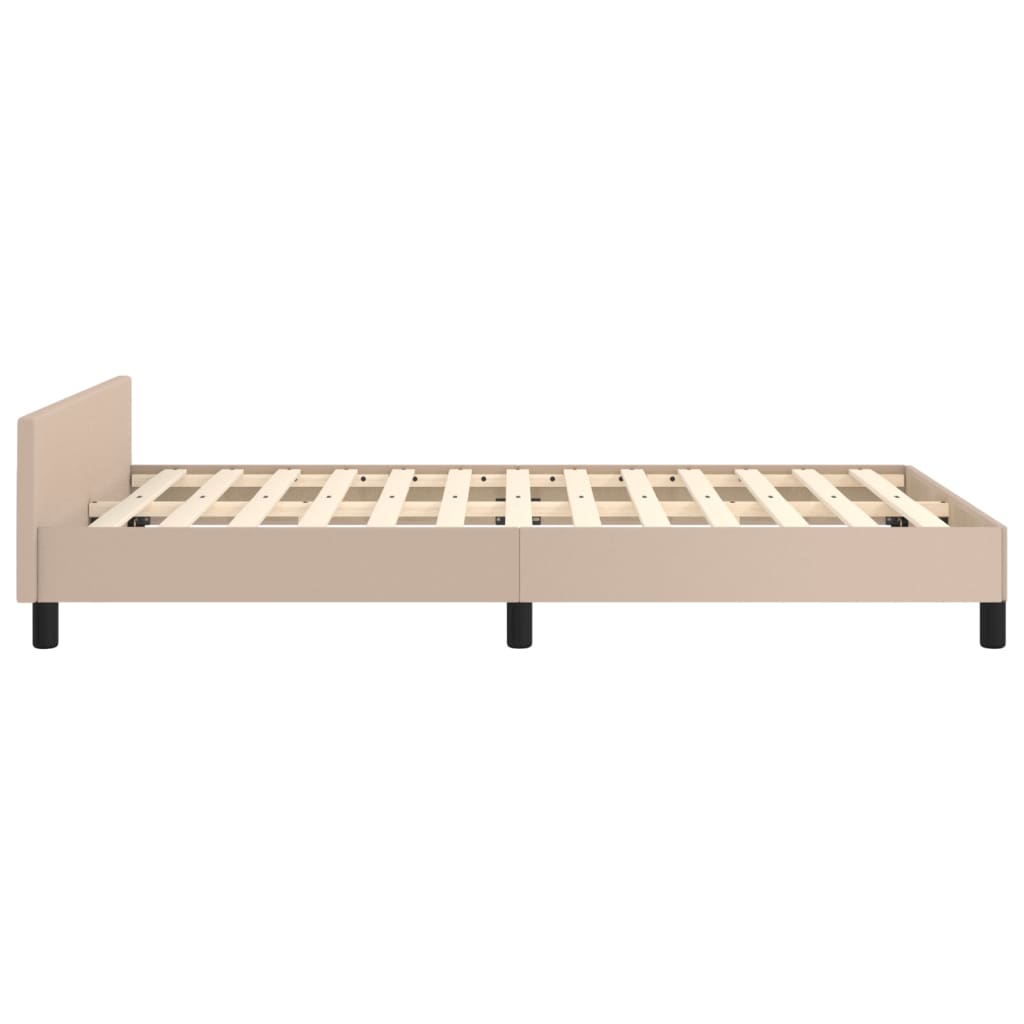 Bedframe zonder matras 120x190 cm kunstleer cappuccinokleurig is nu te koop bij PeponiXL, paradijselijk wonen!