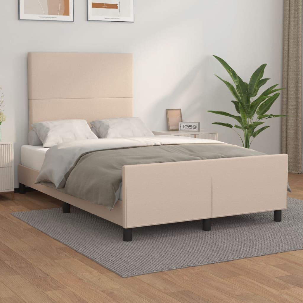 Bedframe zonder matras 120x190 cm kunstleer cappuccinokleurig is nu te koop bij PeponiXL, paradijselijk wonen!