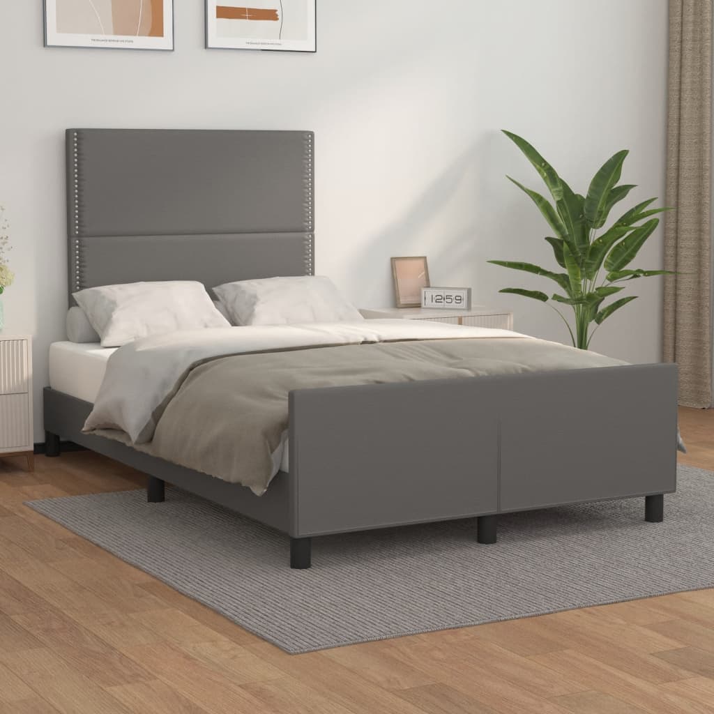 Bedframe zonder matras 120x190 cm kunstleer grijs is nu te koop bij PeponiXL, paradijselijk wonen!
