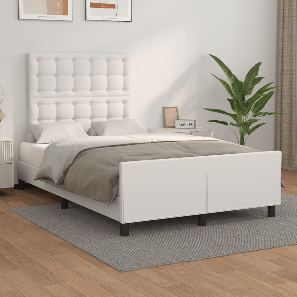 Bedframe zonder matras 120x190 cm kunstleer wit is nu te koop bij PeponiXL, paradijselijk wonen!