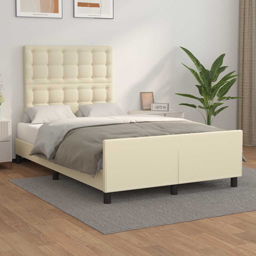 Bedframe zonder matras 120x190 cm kunstleer crème is nu te koop bij PeponiXL, paradijselijk wonen!