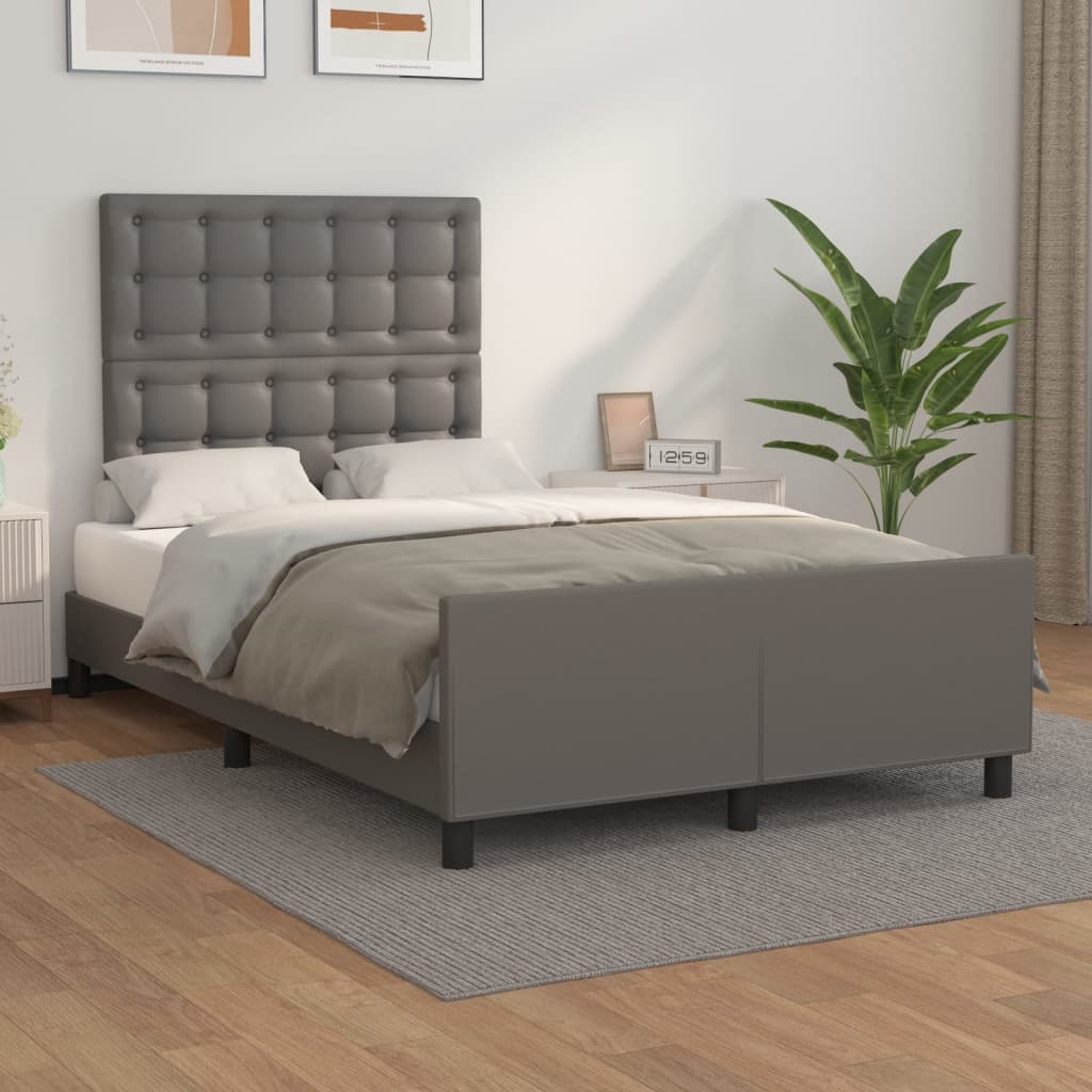 Bedframe zonder matras 120x190 cm kunstleer grijs is nu te koop bij PeponiXL, paradijselijk wonen!