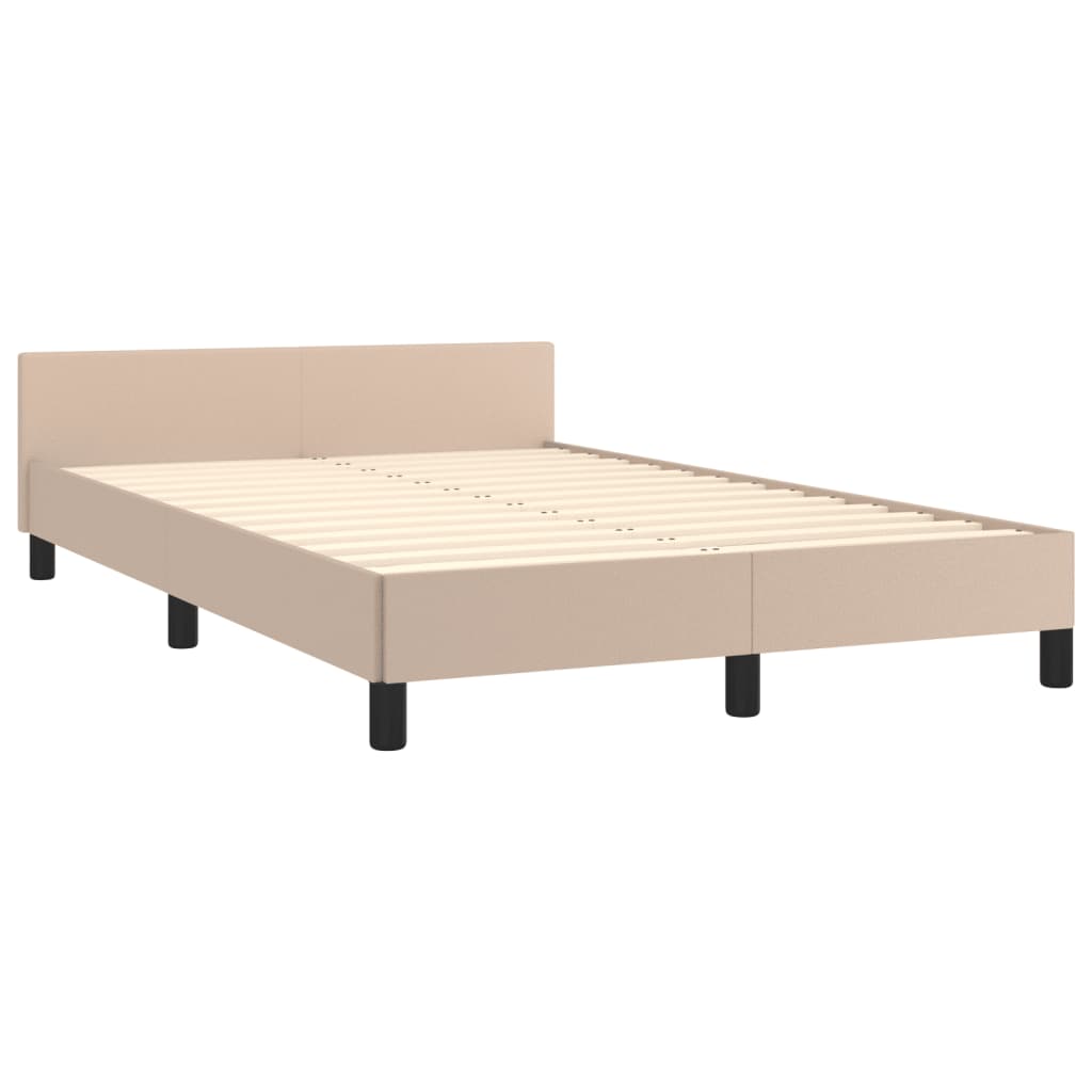 Bedframe zonder matras 120x190 cm kunstleer cappuccinokleurig is nu te koop bij PeponiXL, paradijselijk wonen!