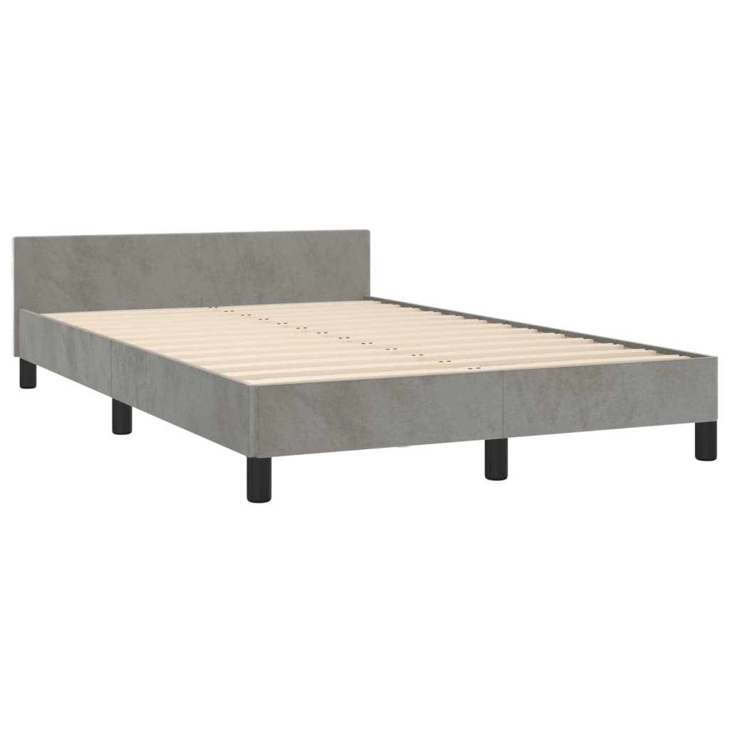 Bedframe zonder matras 120x190 cm fluweel lichtgrijs is nu te koop bij PeponiXL, paradijselijk wonen!