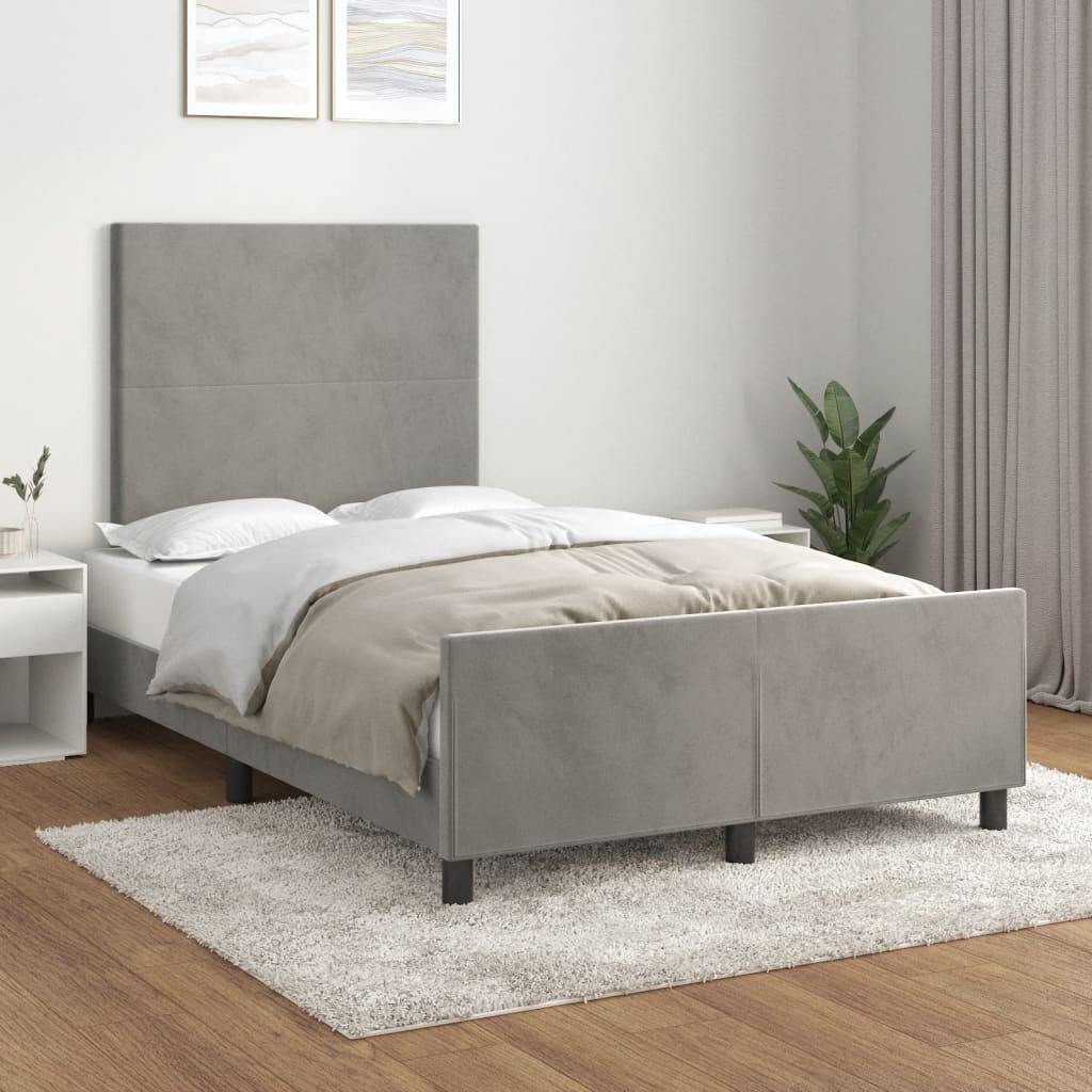 Bedframe zonder matras 120x190 cm fluweel lichtgrijs is nu te koop bij PeponiXL, paradijselijk wonen!