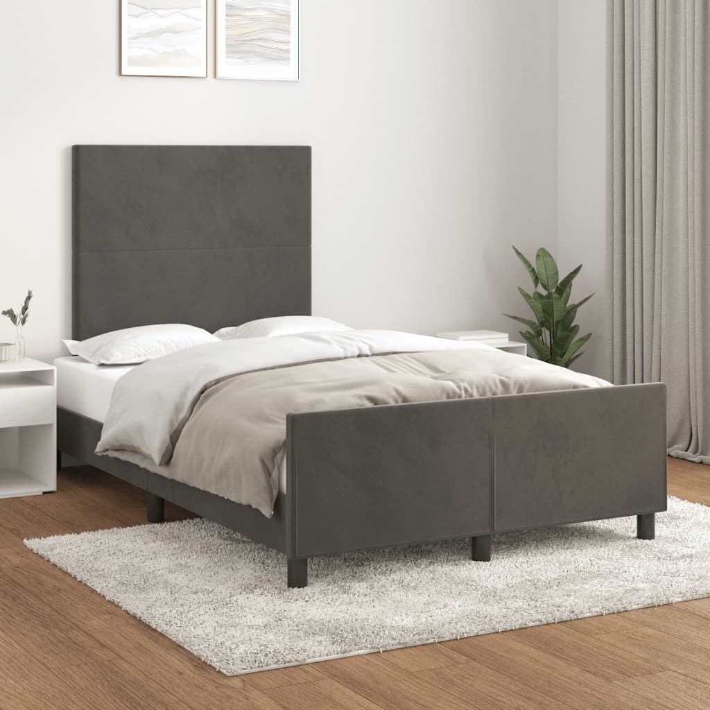 Bedframe zonder matras 120x190 cm fluweel donkergrijs is nu te koop bij PeponiXL, paradijselijk wonen!