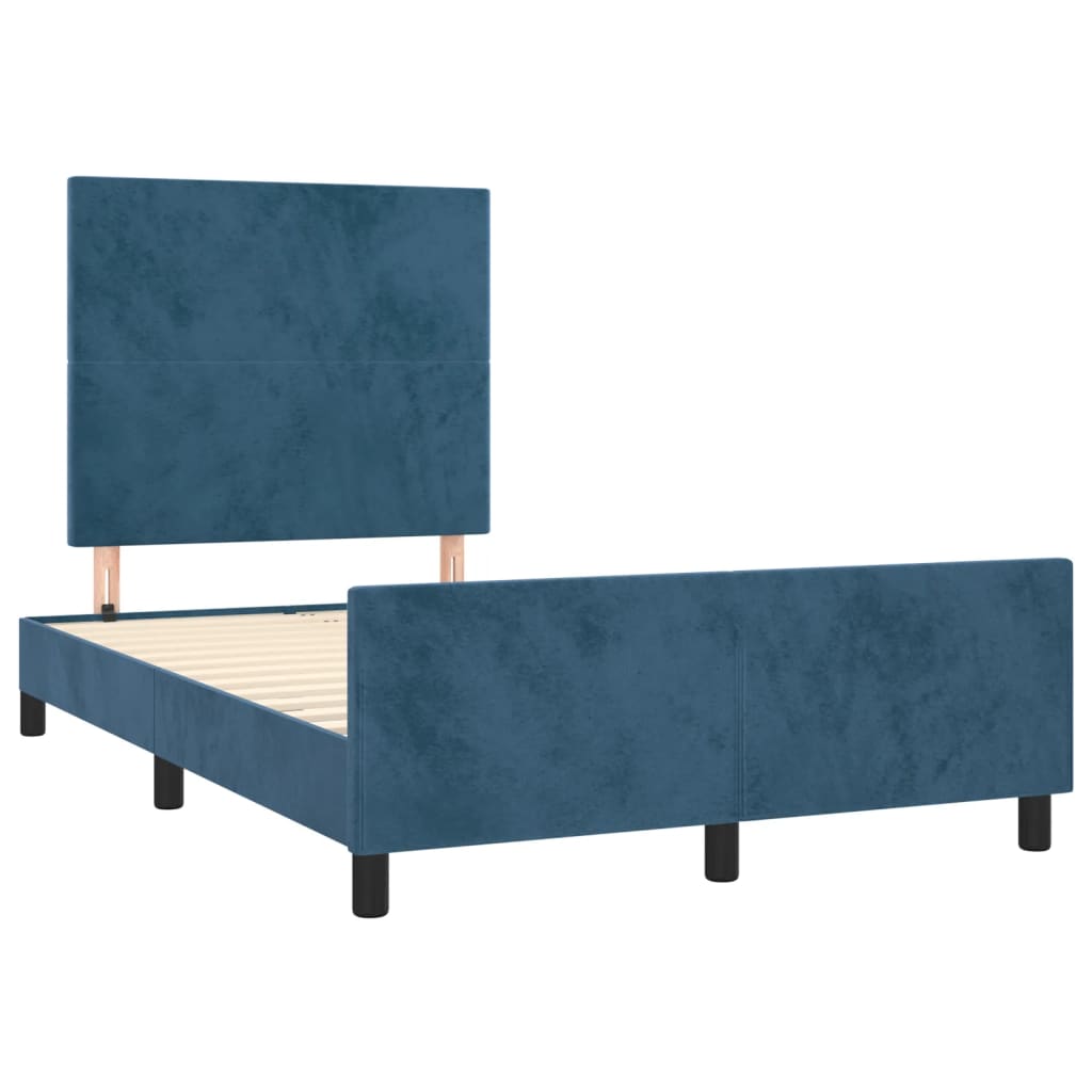 Bedframe zonder matras 120x190 cm fluweel donkerblauw is nu te koop bij PeponiXL, paradijselijk wonen!