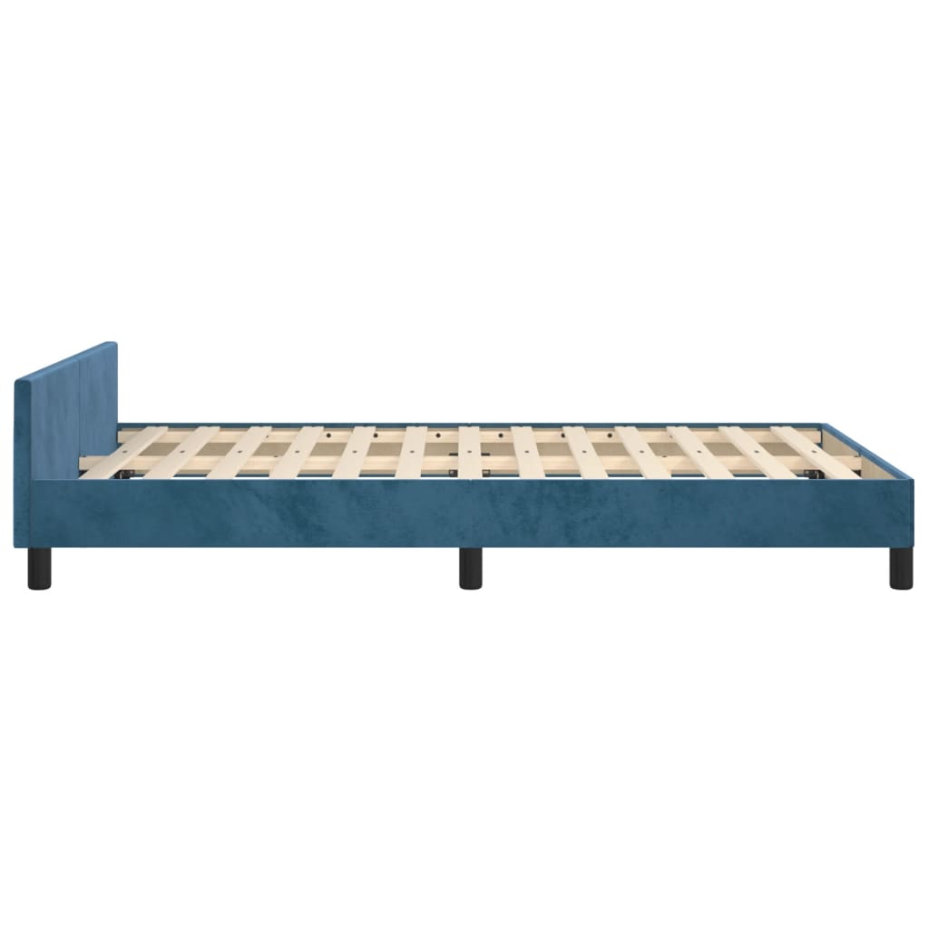 Bedframe zonder matras 120x190 cm fluweel donkerblauw is nu te koop bij PeponiXL, paradijselijk wonen!