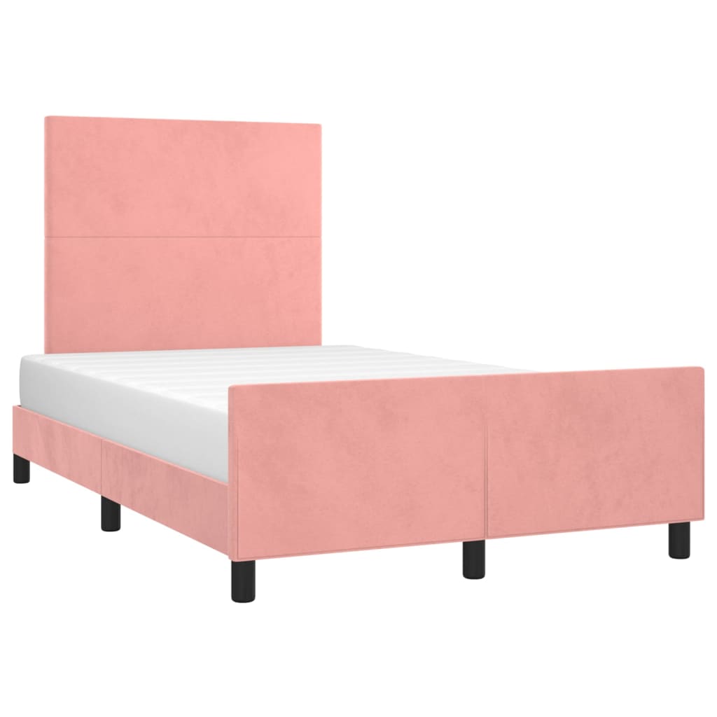 Bedframe zonder matras 120x190 cm fluweel roze is nu te koop bij PeponiXL, paradijselijk wonen!