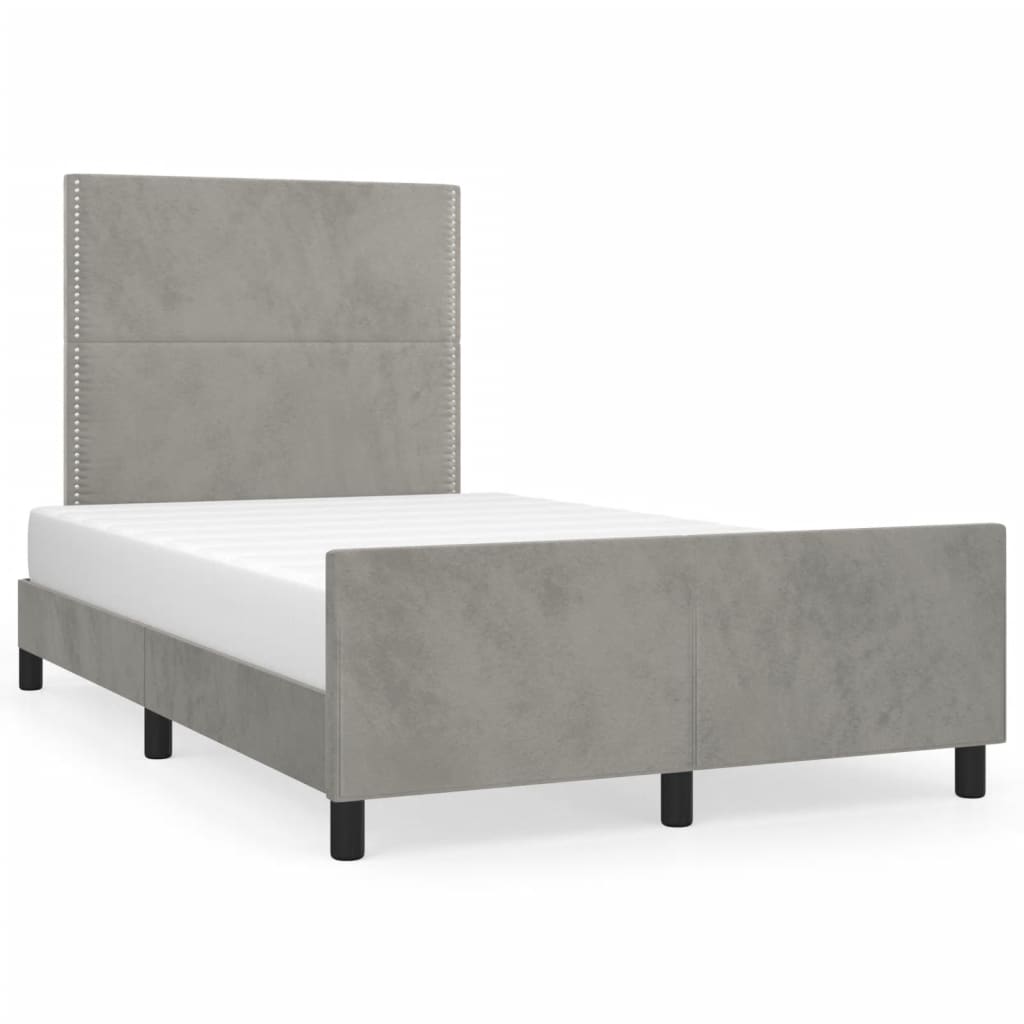 Bedframe zonder matras 120x190 cm fluweel lichtgrijs is nu te koop bij PeponiXL, paradijselijk wonen!