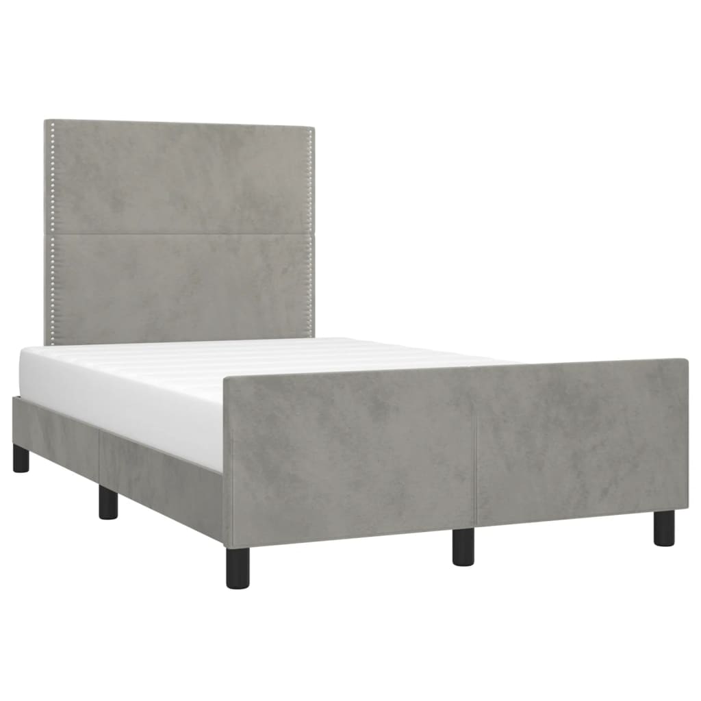 Bedframe zonder matras 120x190 cm fluweel lichtgrijs is nu te koop bij PeponiXL, paradijselijk wonen!