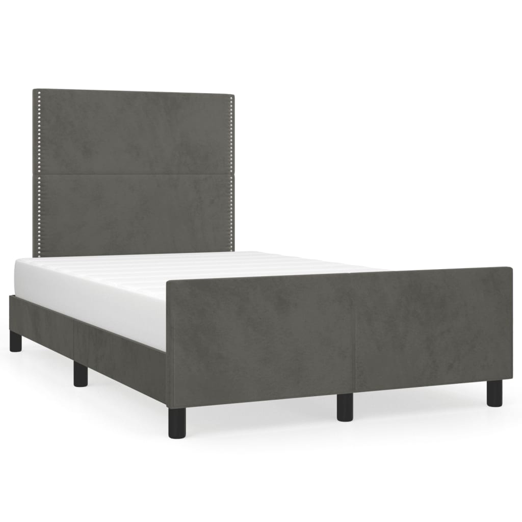 Bedframe zonder matras 120x190 cm fluweel donkergrijs is nu te koop bij PeponiXL, paradijselijk wonen!