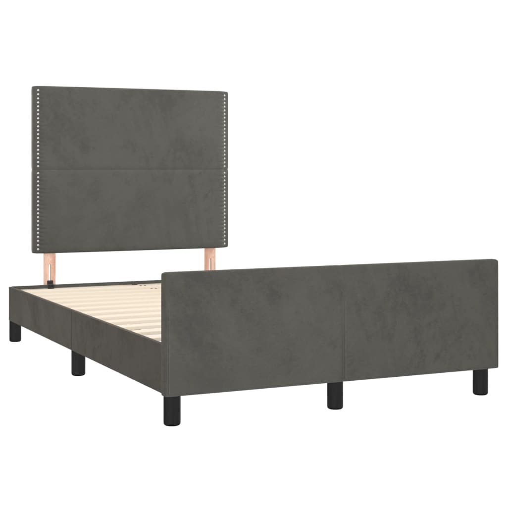 Bedframe zonder matras 120x190 cm fluweel donkergrijs is nu te koop bij PeponiXL, paradijselijk wonen!
