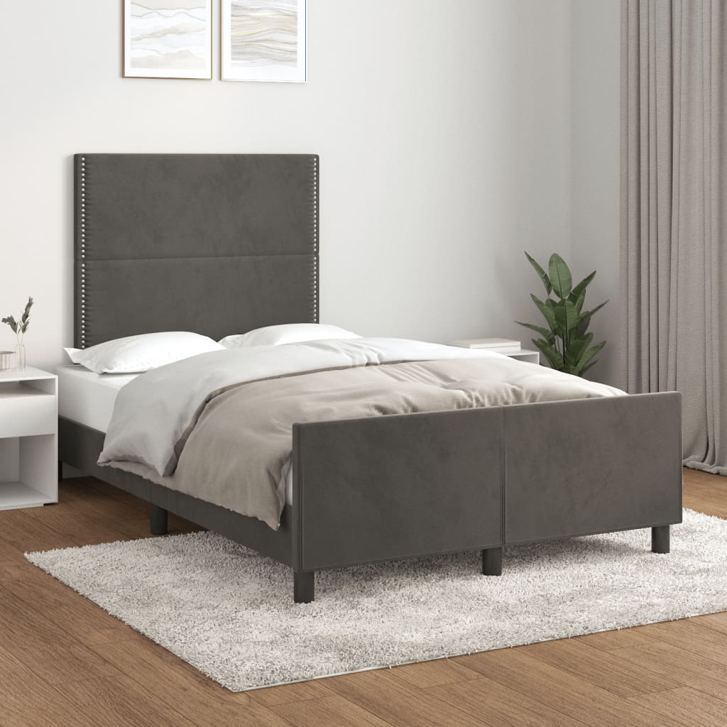 Bedframe zonder matras 120x190 cm fluweel donkergrijs is nu te koop bij PeponiXL, paradijselijk wonen!