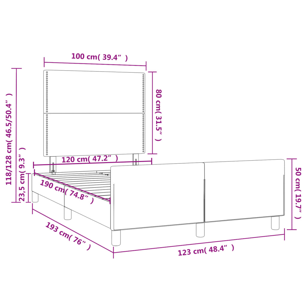 Bedframe zonder matras 120x190 cm fluweel zwart is nu te koop bij PeponiXL, paradijselijk wonen!