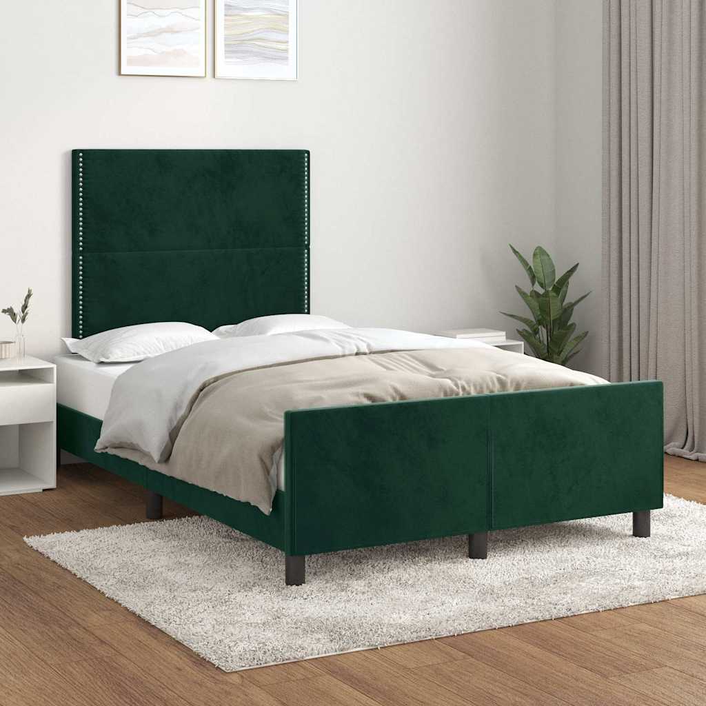 Bedframe zonder matras 120x190 cm fluweel donkergroen is nu te koop bij PeponiXL, paradijselijk wonen!