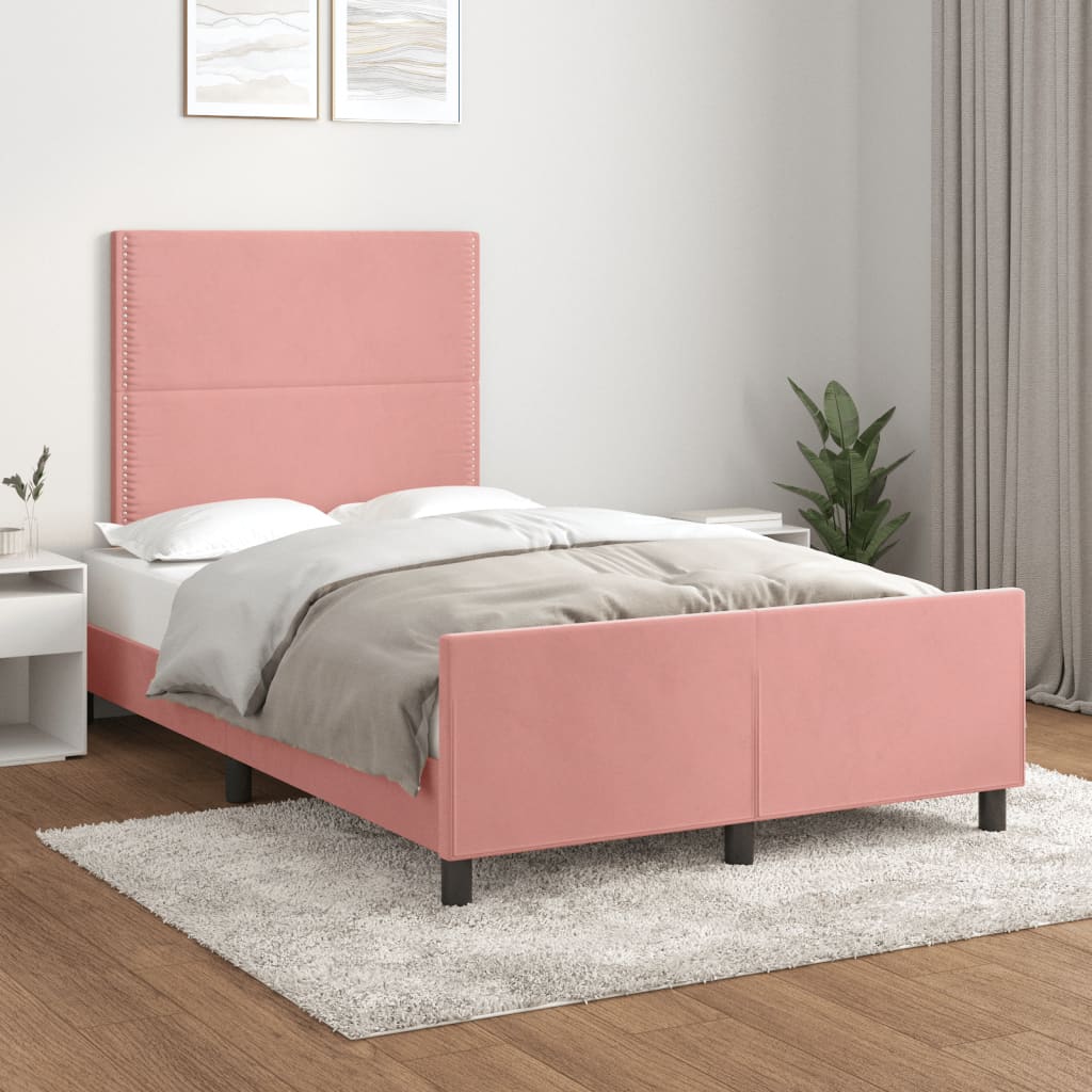 Bedframe zonder matras 120x190 cm fluweel roze is nu te koop bij PeponiXL, paradijselijk wonen!