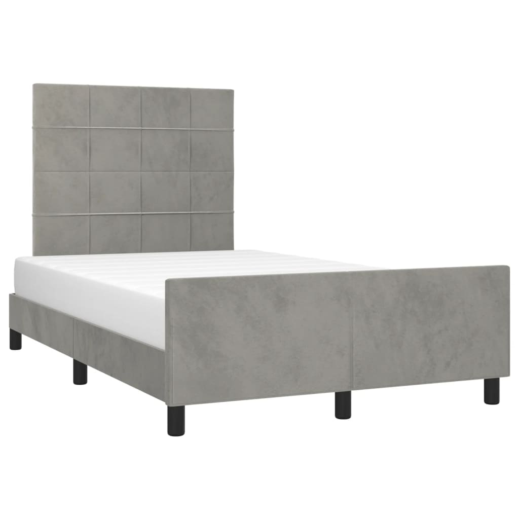Bedframe zonder matras 120x190 cm fluweel lichtgrijs is nu te koop bij PeponiXL, paradijselijk wonen!
