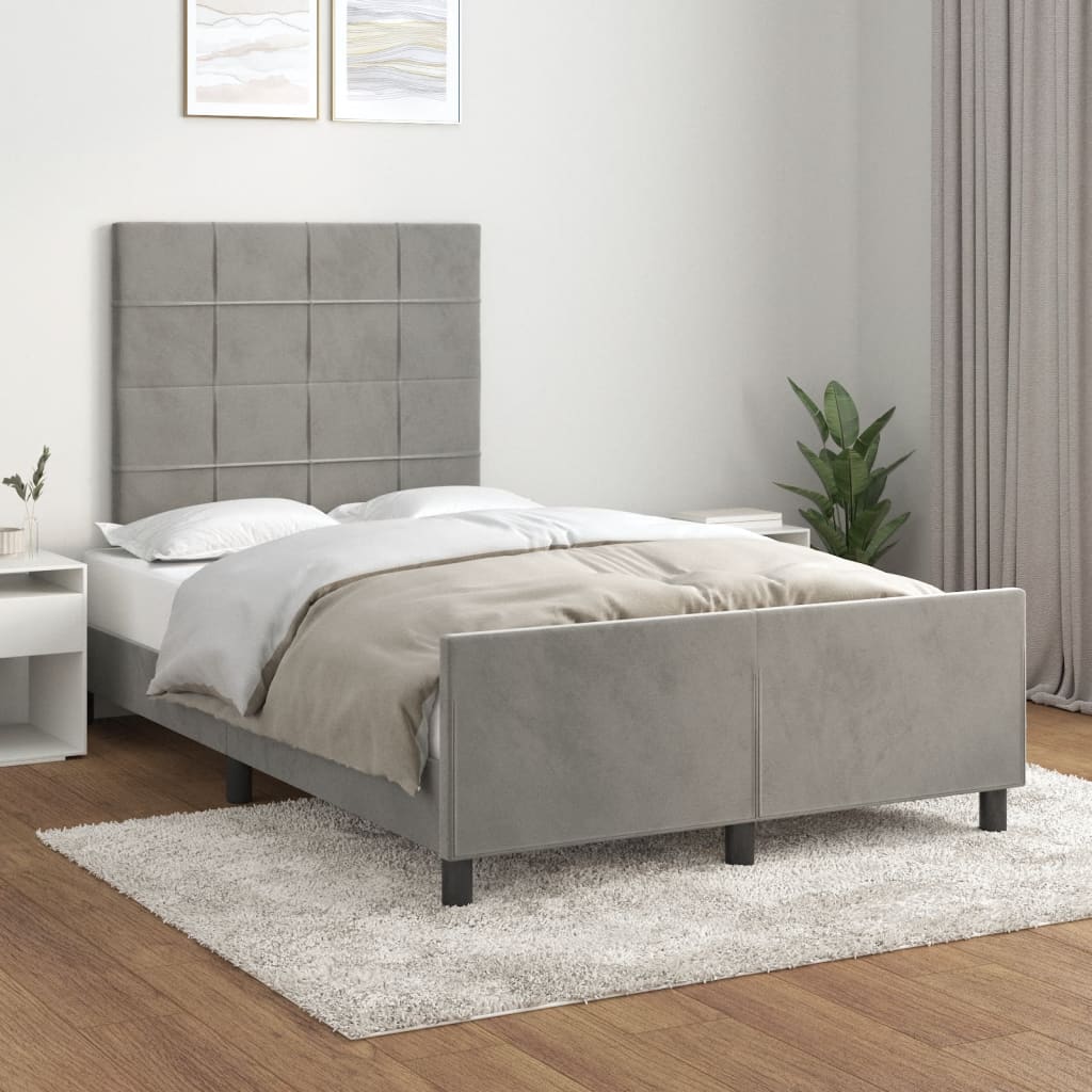 Bedframe zonder matras 120x190 cm fluweel lichtgrijs is nu te koop bij PeponiXL, paradijselijk wonen!