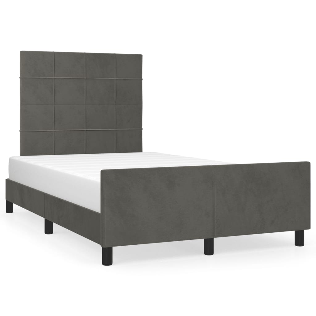 Bedframe zonder matras 120x190 cm fluweel donkergrijs is nu te koop bij PeponiXL, paradijselijk wonen!