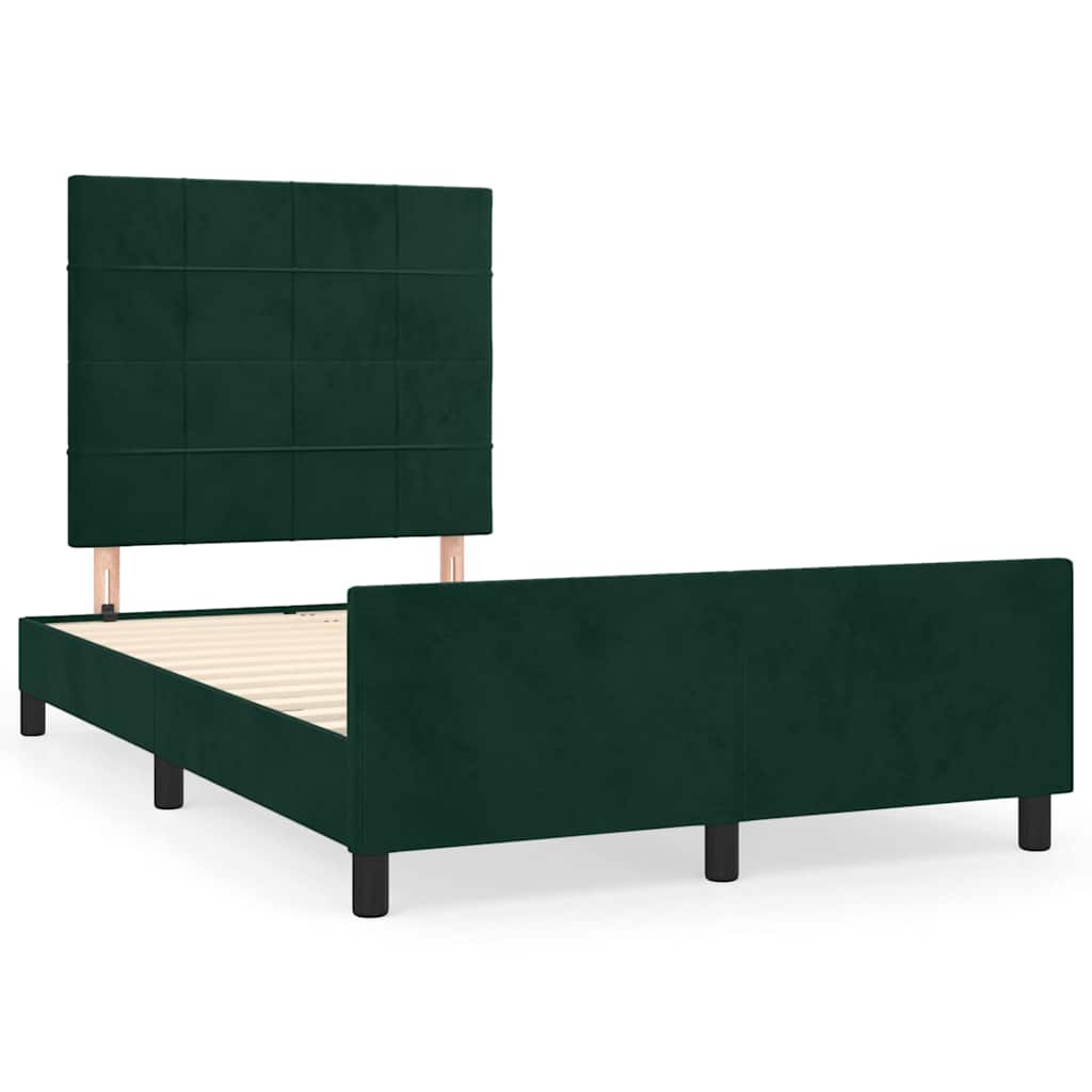 Bedframe zonder matras 120x190 cm fluweel donkergroen is nu te koop bij PeponiXL, paradijselijk wonen!