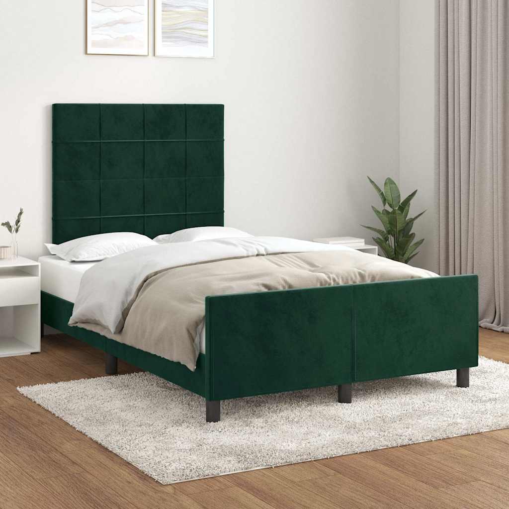 Bedframe zonder matras 120x190 cm fluweel donkergroen is nu te koop bij PeponiXL, paradijselijk wonen!
