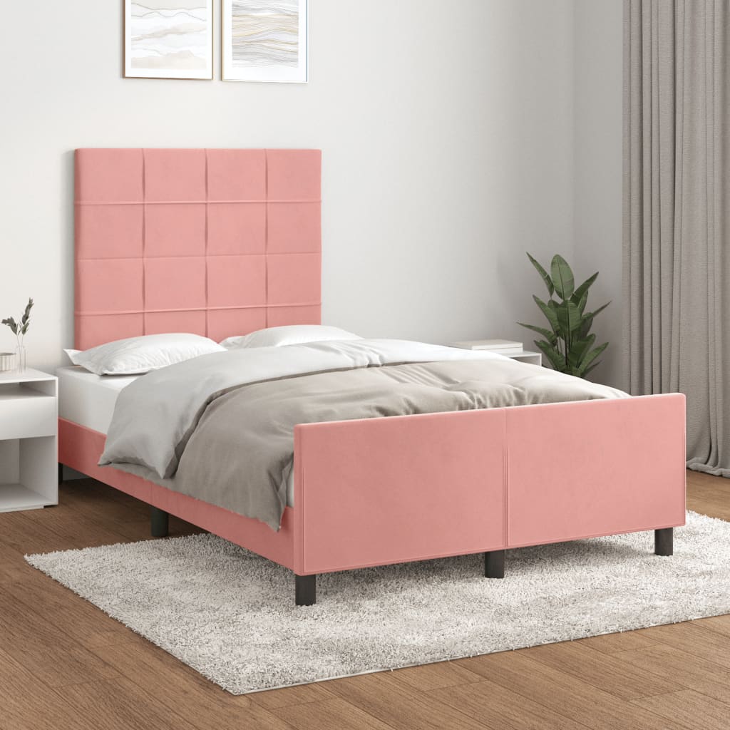 Bedframe zonder matras 120x190 cm fluweel roze is nu te koop bij PeponiXL, paradijselijk wonen!