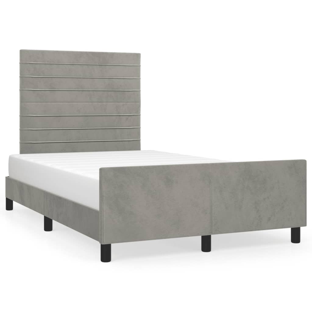 Bedframe zonder matras 120x190 cm fluweel lichtgrijs is nu te koop bij PeponiXL, paradijselijk wonen!